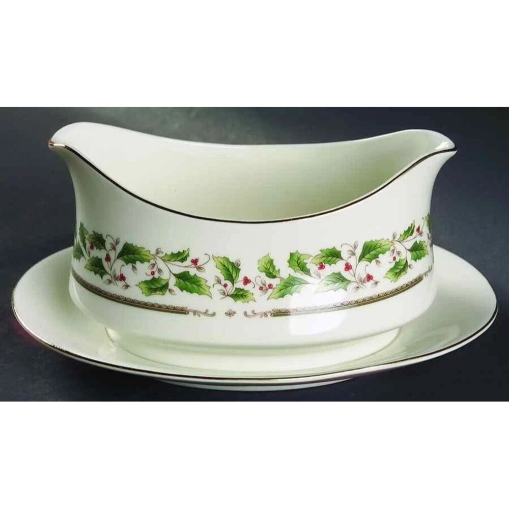 Royal Limited Holly Holiday Gravy Boat & Underplate #612769